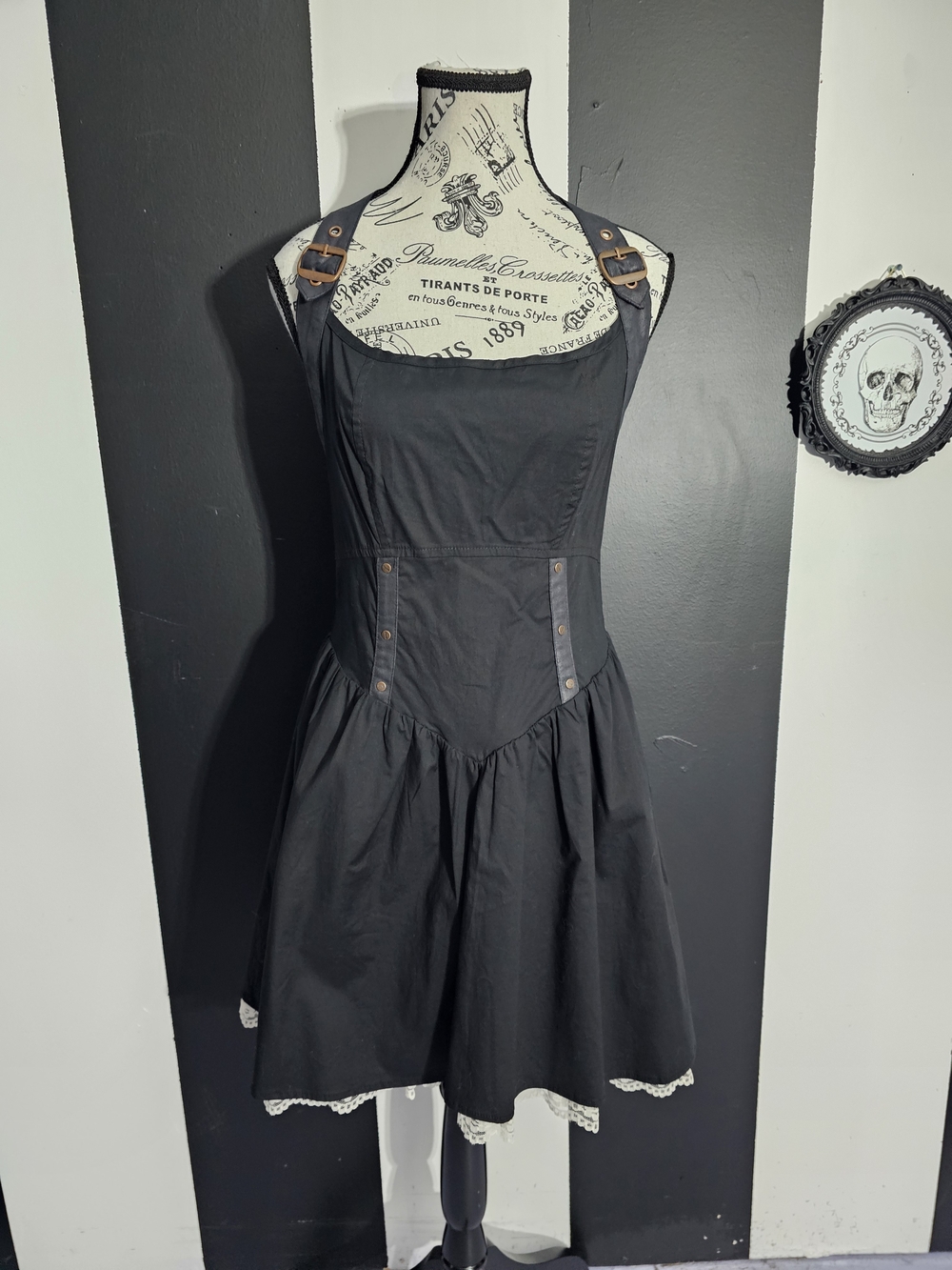 Lip Service Black Gothic Strap Dress with Buckle Accents